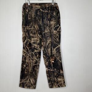 Yevhev Pants Mens Medium Camo Fleece Lined Hunting Cargo Tactical Outdoor